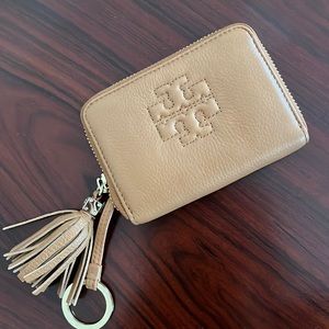 Tory Burch leather compact zip around wallet